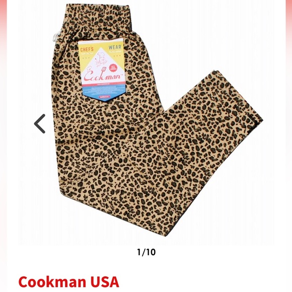 Leopard print chef pants. The small didn’t fit me but I added the size chart. - Picture 2 of 4